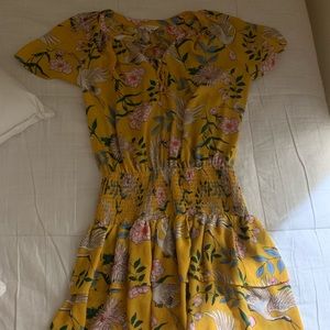 Yellow and floral mini dress